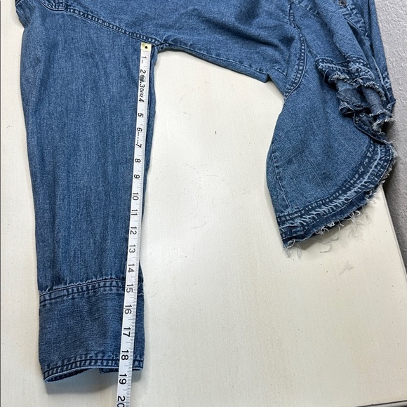 Free People We The Free Freya Denim Button Up Oversized Tunic Mini Dress Size M - Picture 17 of 17